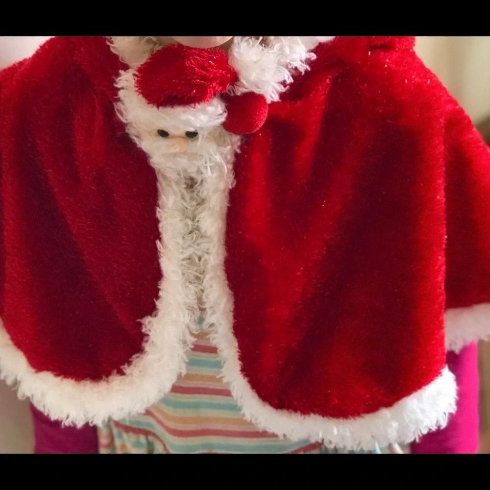 Rare Toddler Santa Clause Hoodie Cape and Mittens Set